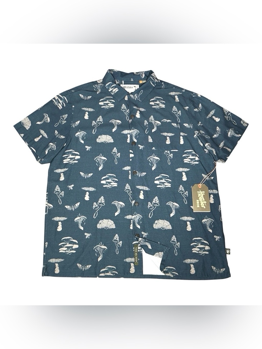 Howler Bros Men's LARGE Button Down Shirt Camp Collar Mushroom Lightweight Blue